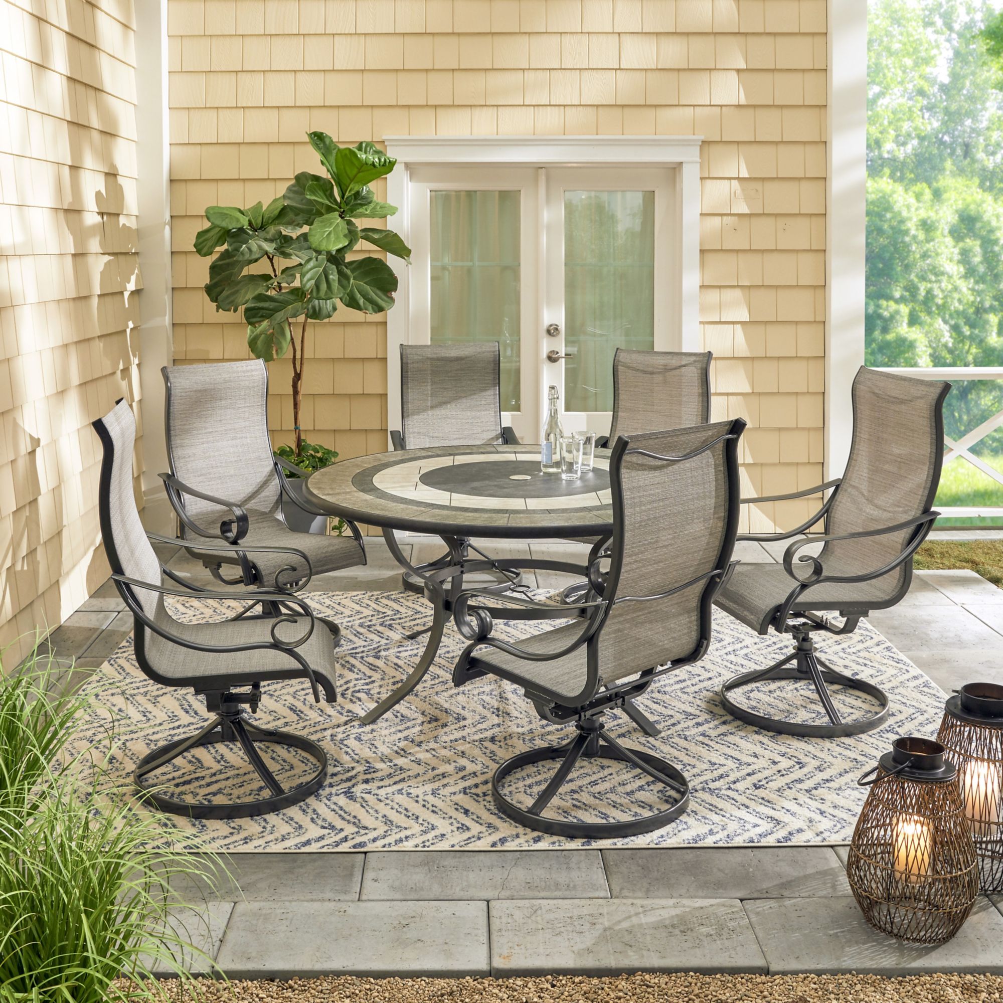 7 piece outdoor dining deals set round table