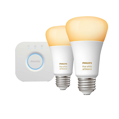 Philips Hue White Ambiance A19 LED Smart Bulb Starter Kit, 2 pk.