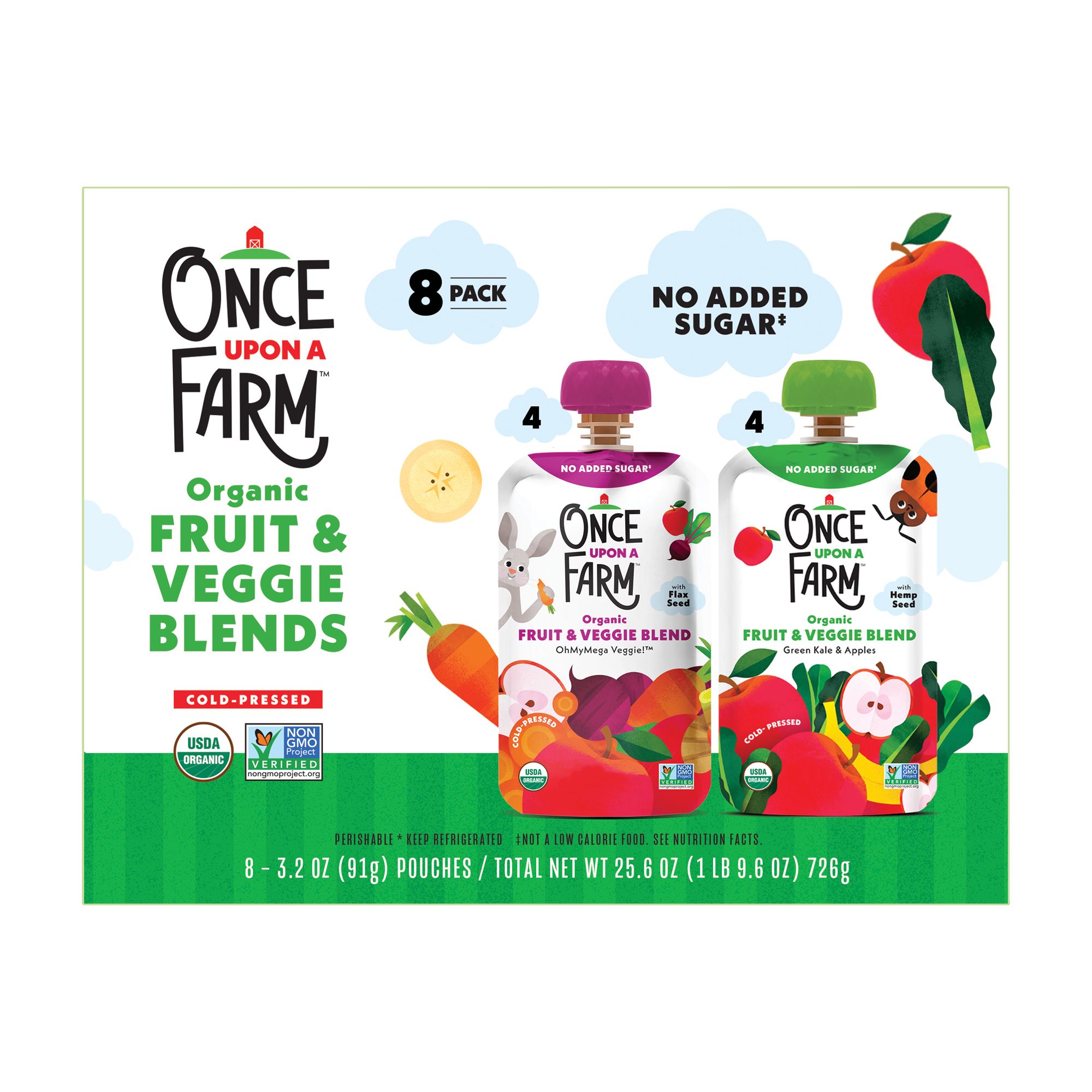 Once Upon A Farm Organic Fruit & Veggie Blends, 8 ct. - BJs WholeSale Club