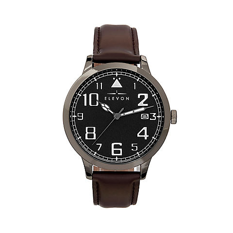 Elevon Sabre Leather-Band Watch with Date