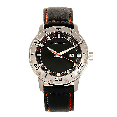 Morphic M71 Series Leather-Band Watch with Date