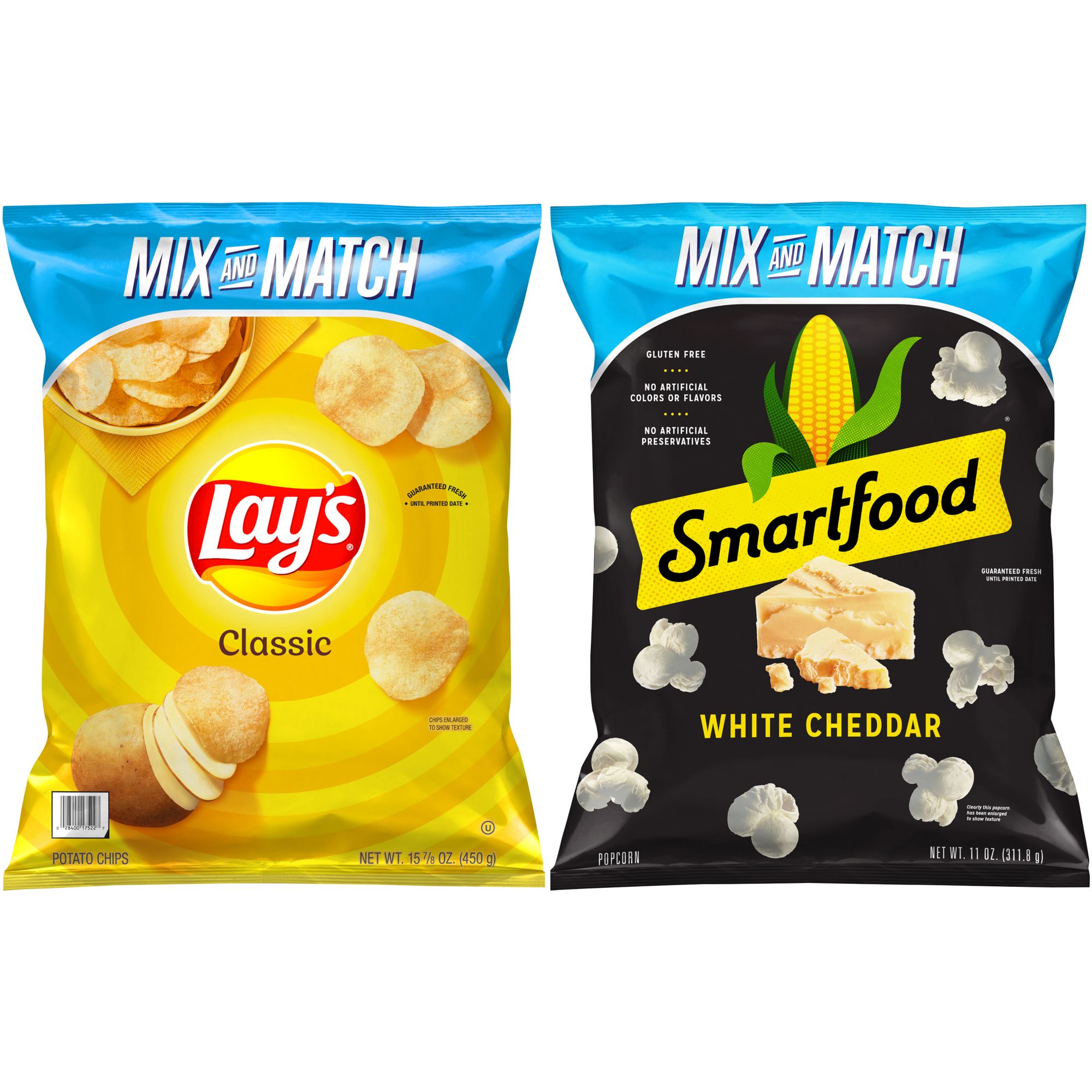 Lays Classic Potato Chips & Smartfood White Cheddar Flavored Popcorn - Pick  n' Pack