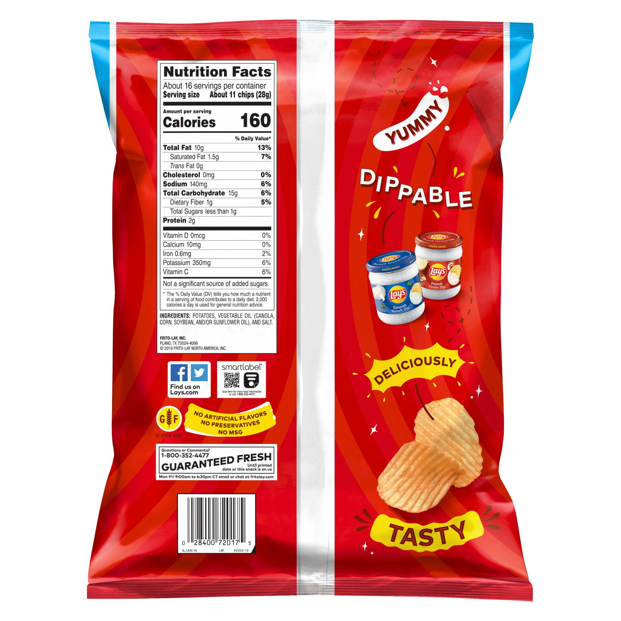 Lay's Wavy Potato Chips Original, 15.625 oz.