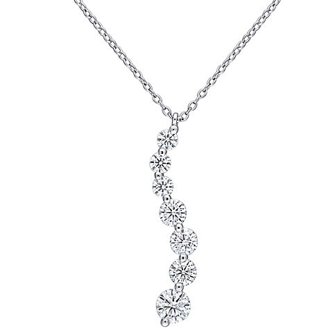Moissanite Journey Pendant with Chain in Sterling Silver