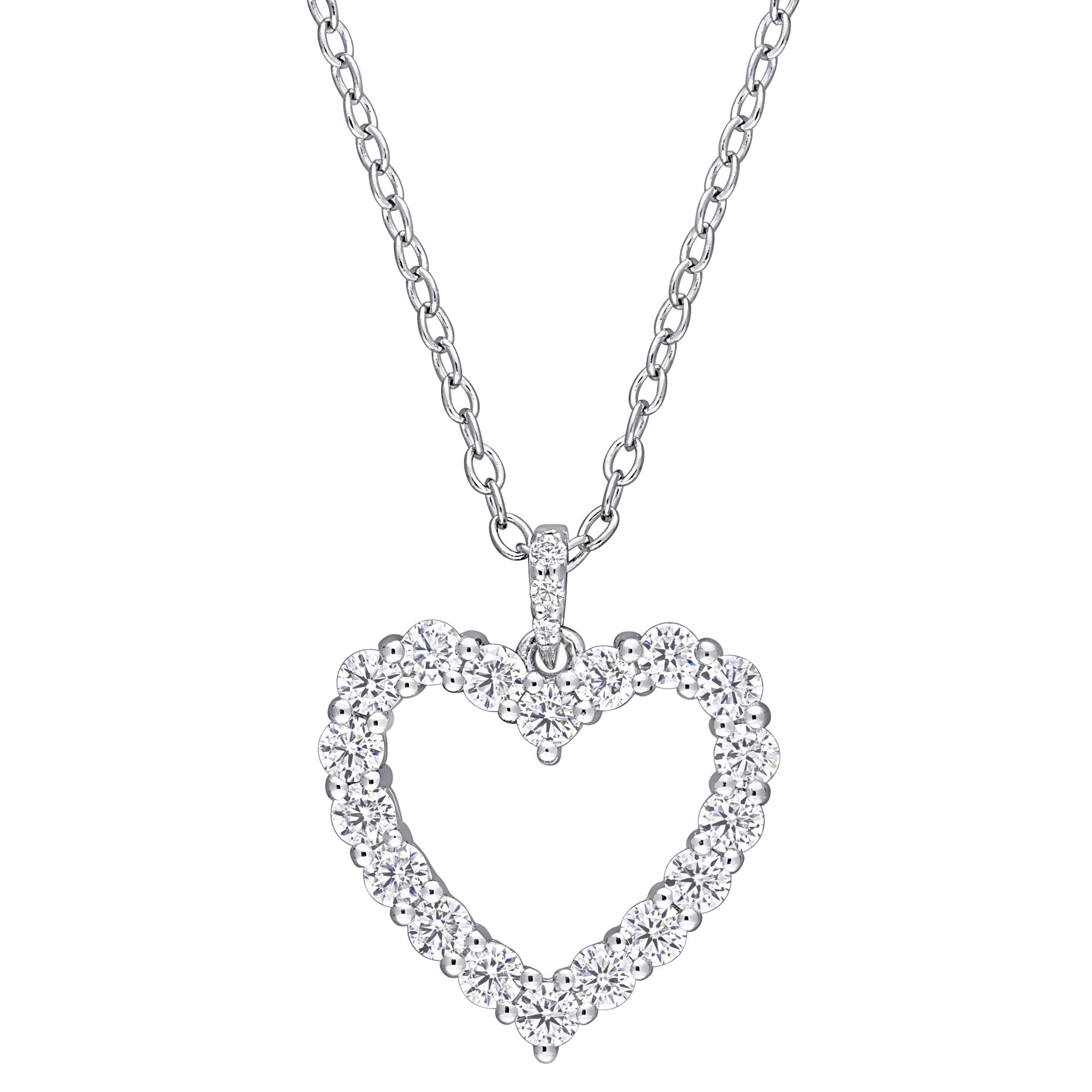 Moissanite Open Heart Pendant with Chain - Sterling Silver | BJ\'s Wholesale  Club