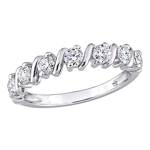 Moissanite Band in Sterling Silver