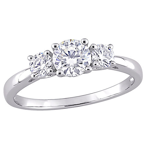 Moissanite 3-Stone Engagement Ring in Sterling Silver