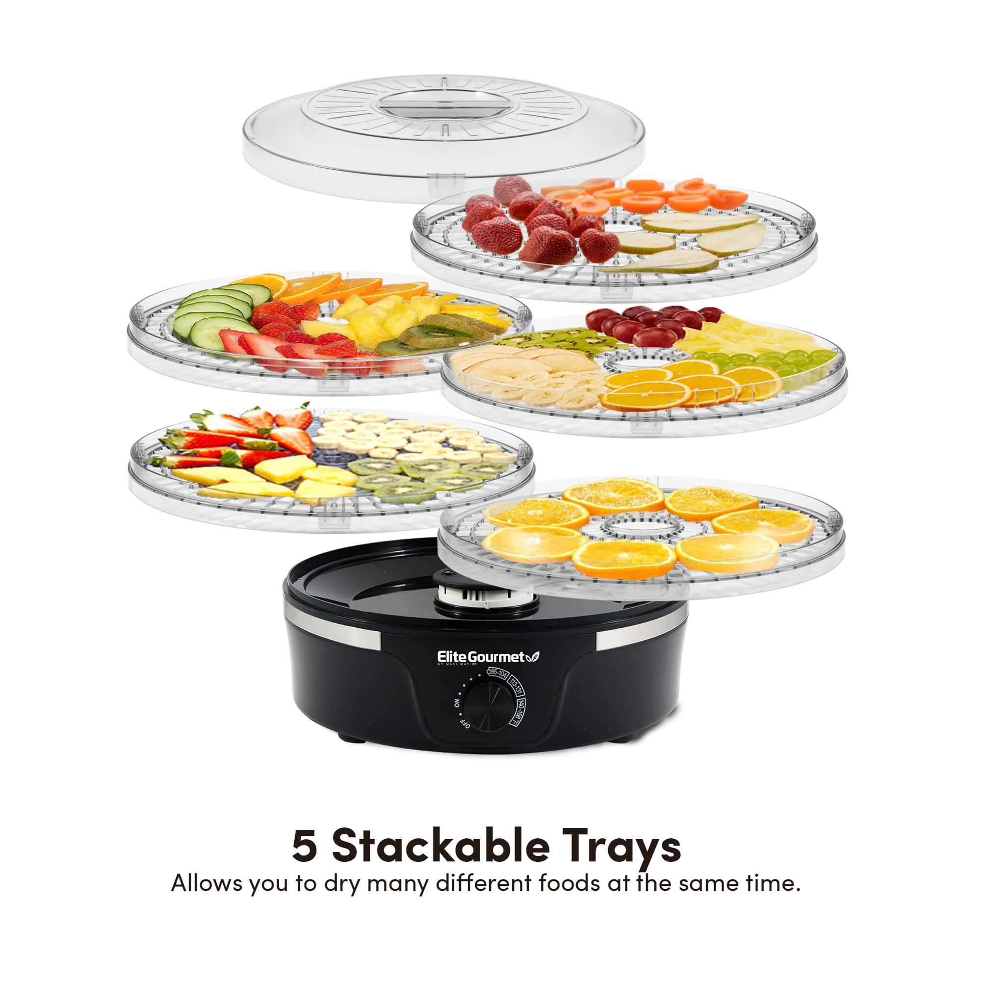 5 Tier Food Dehydrator with Adjustable Temperature Controls