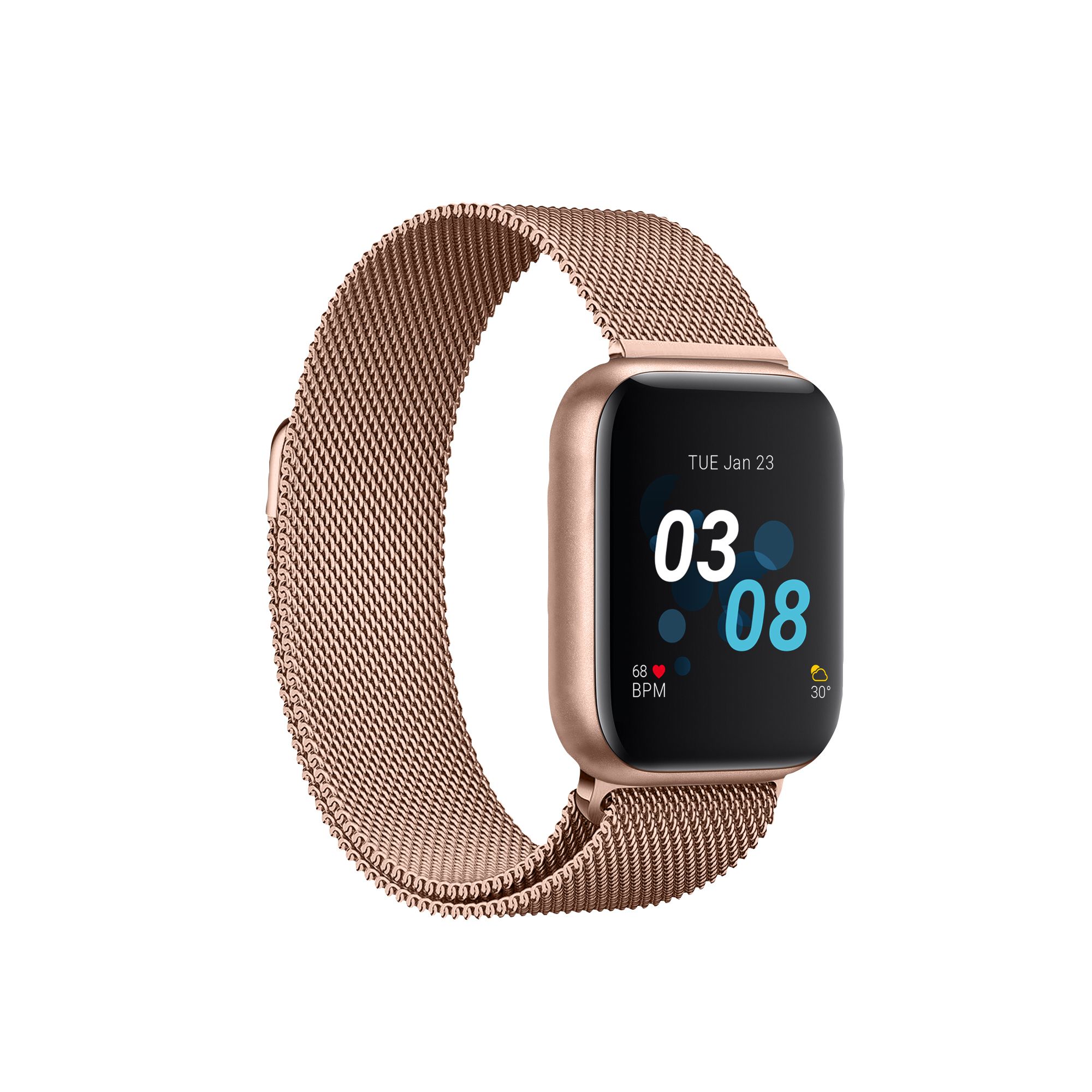 iTouch Air 3 Touchscreen Smartwatch Fitness Tracker 40mm Rose Gold Case with Rose Gold Mesh Strap