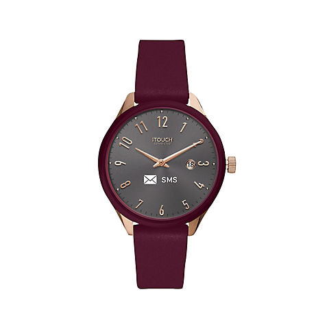 iTouch Connected Hybrid Smartwatch Fitness Tracker, 40mm - Rose Gold Case with Merlot Leather Strap