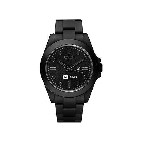 iTouch Connected Hybrid Smartwatch Fitness Tracker, 42mm - Black Case with Black Acrylic Strap