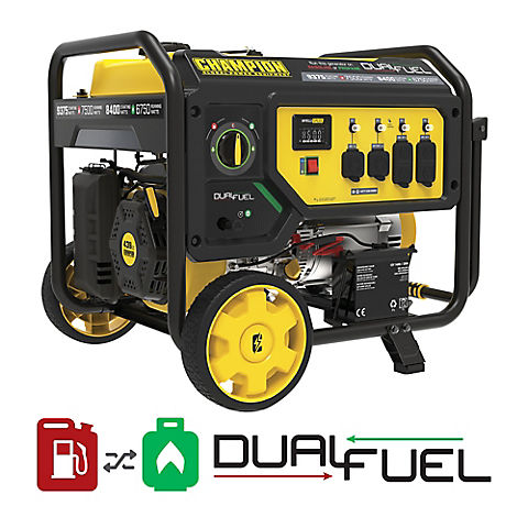 Champion 9,375W Peak/7,500W Rated Dual Fuel Portable Generator with Electric Start