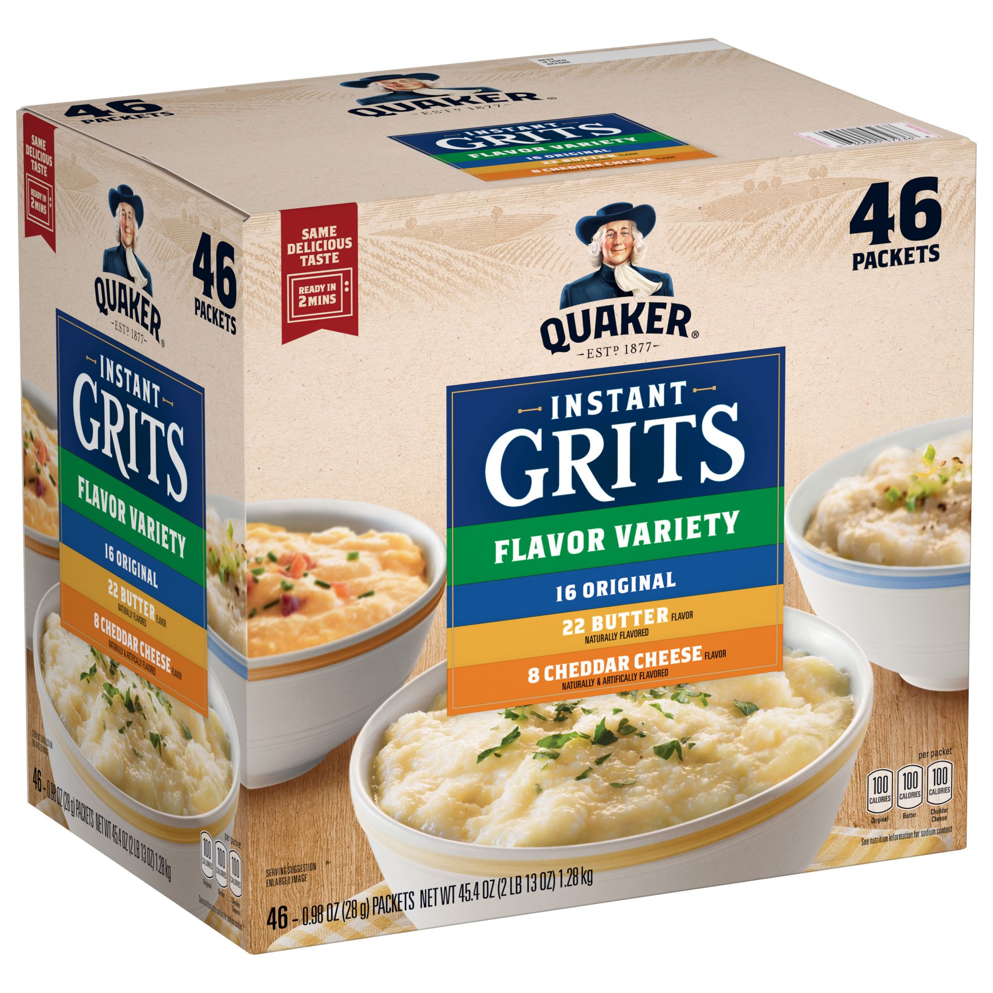 Quaker Instant Grits Flavor Variety Pack, 46 pk.