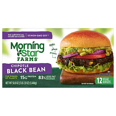 MorningStar Farms Chipotle Black Bean Veggie Burgers, 12 ct.