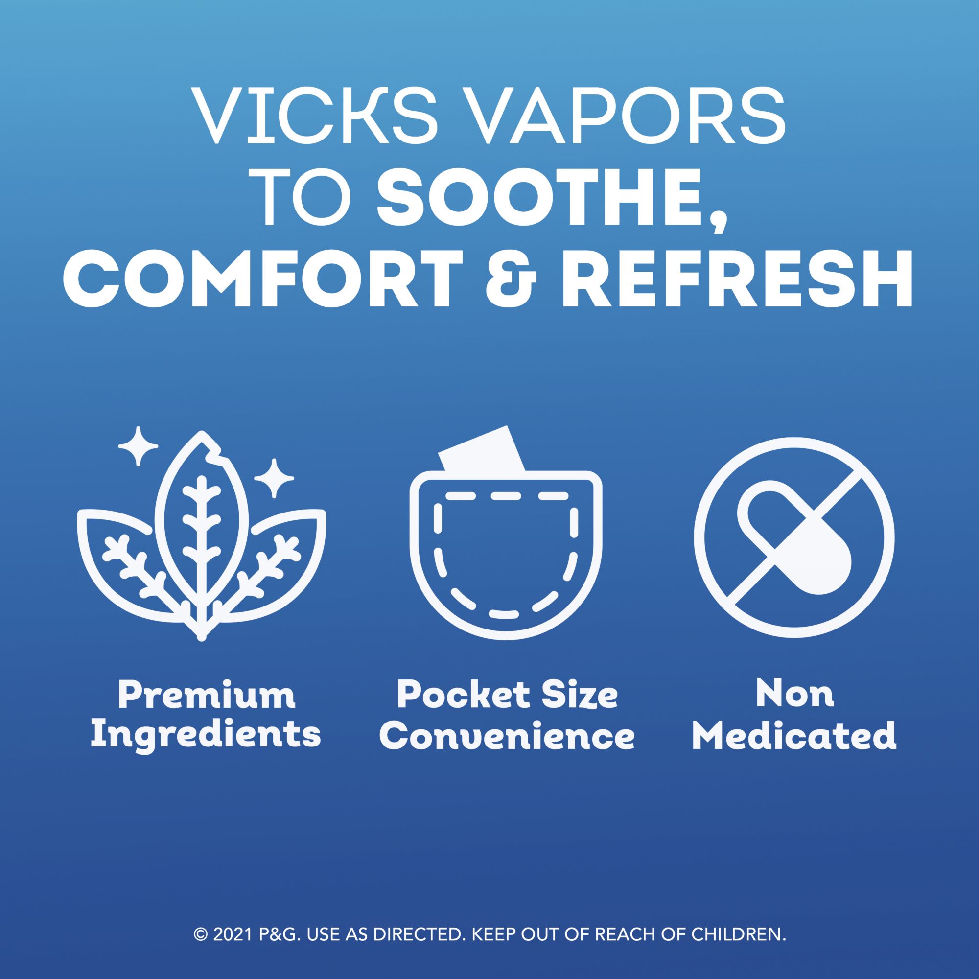 Vicks VapoInhaler, On-the-Go Portable Nasal Inhaler, Non-Medicated, With  Refreshing Vicks Vapors, Menthol Scent , 2 Scented Sticks