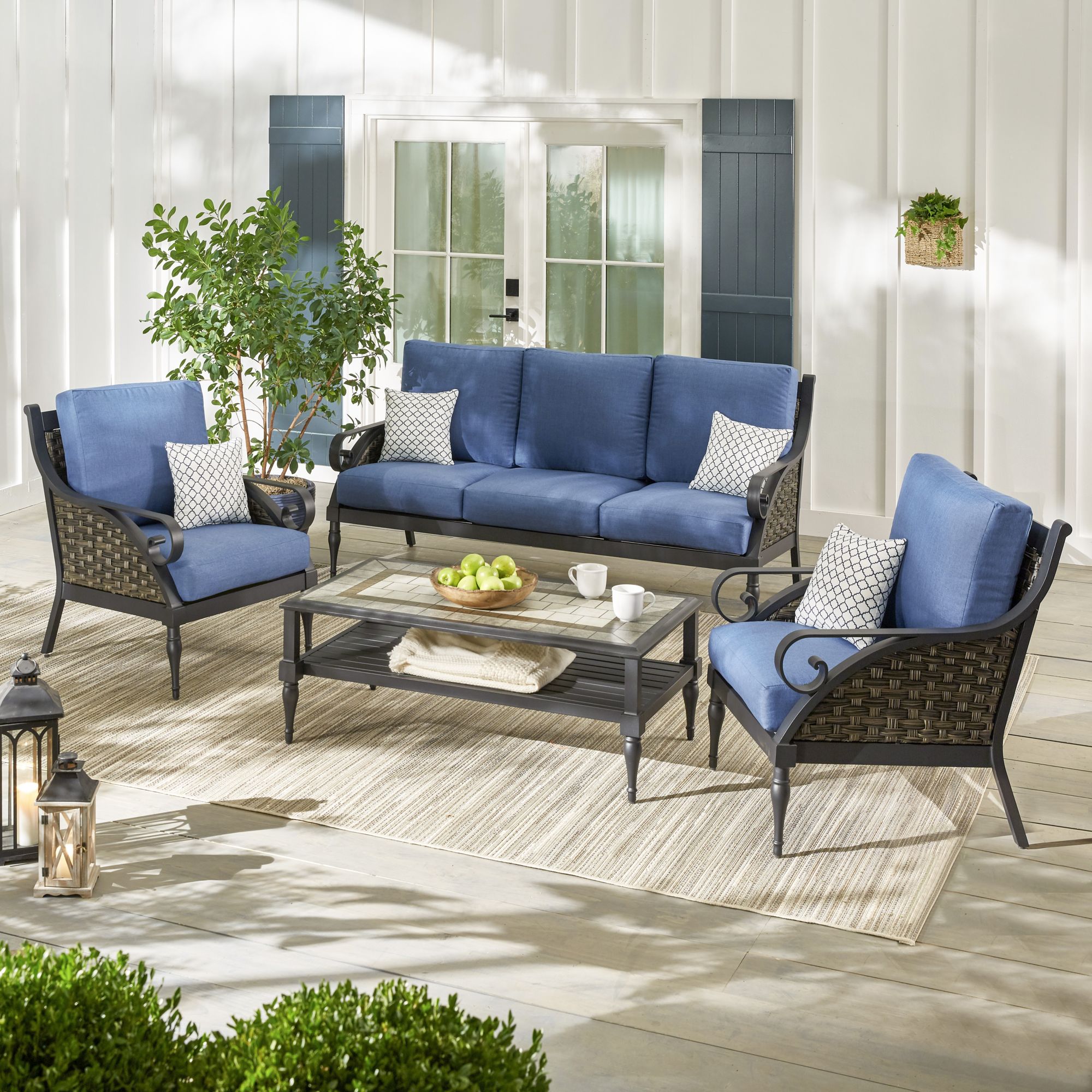 Wicker patio conversation discount set