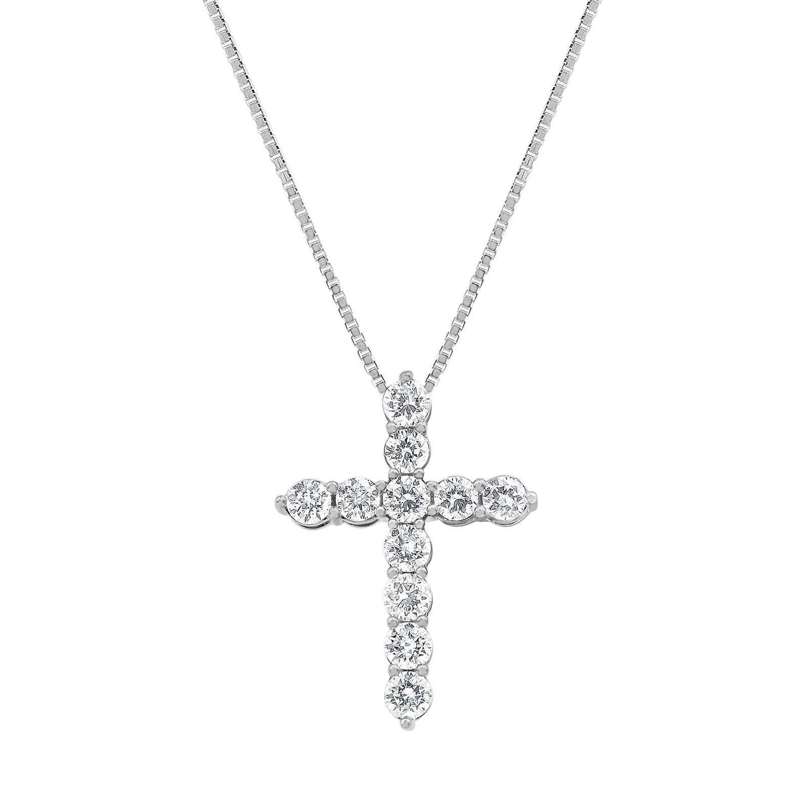 Silver Diamond Cross Pendant