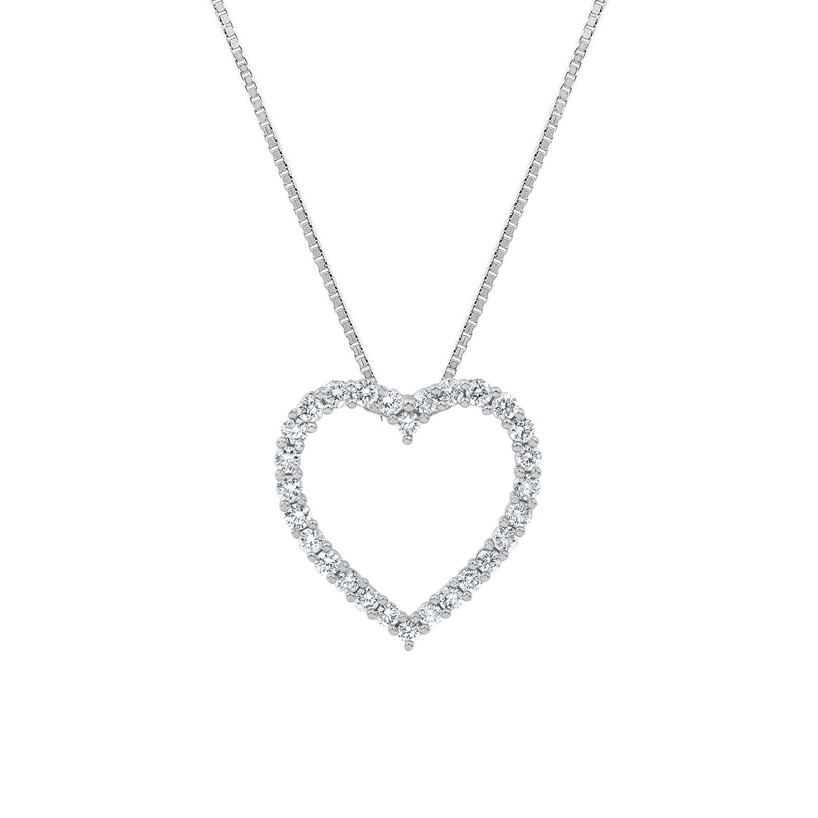 Diamond Heart Necklace 1 ct tw Round-cut 14K Yellow Gold