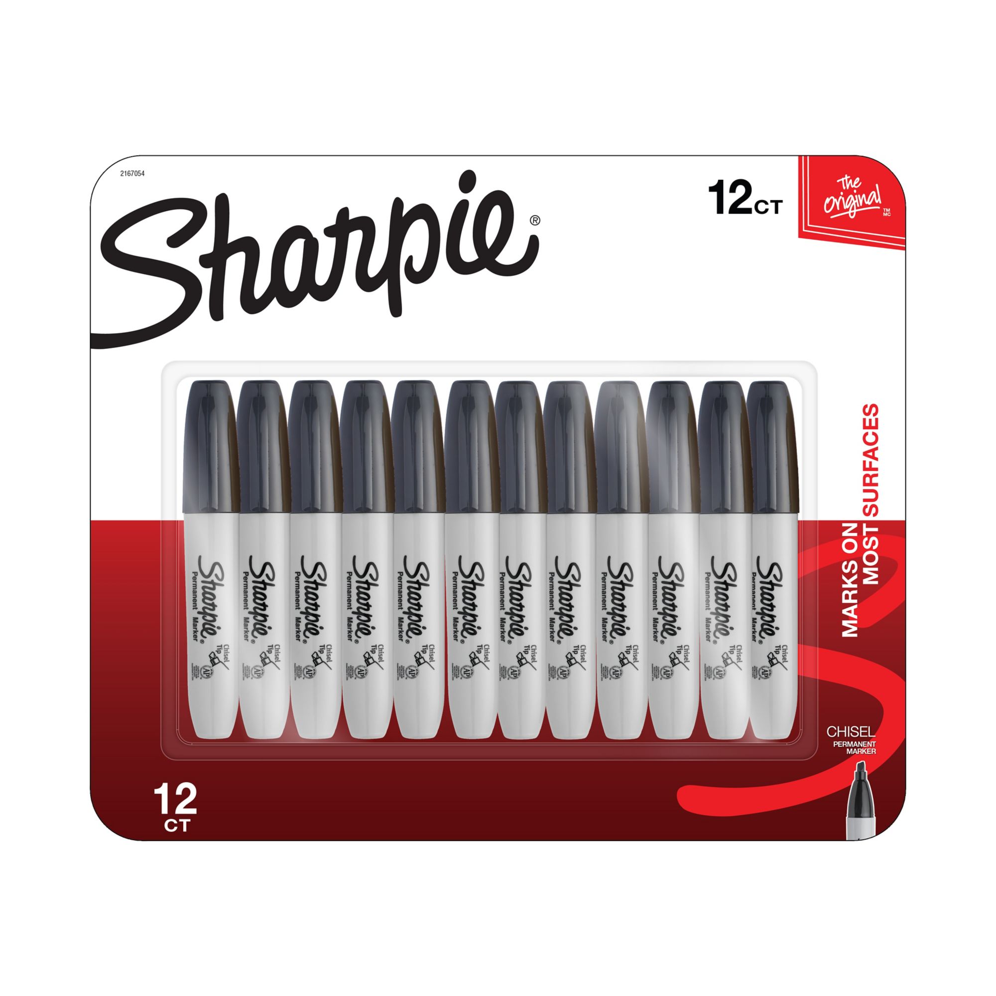 12 Sharpie Chisel Tip Markers Permanent BLACK Ink Large Broad Marker  12-count