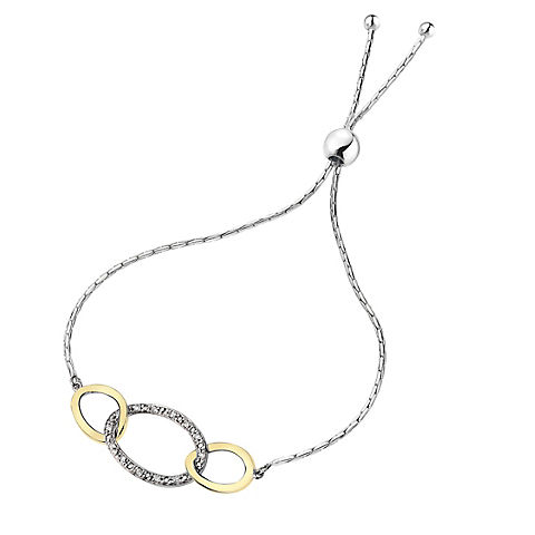 Amairah .10 ct. t.w. Diamond Bolo Bracelet in Yellow Gold Plated over Sterling Silver Circles