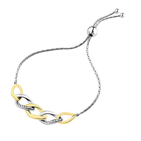 Amairah .10 ct. t.w. Diamond Bolo Bracelet in Yellow Gold Plated over Sterling Silver Links