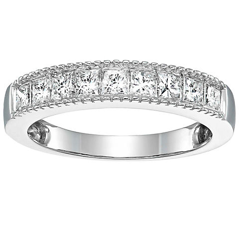 Amairah 1 ct. t.w. Princess Cut Milgrain Diamond Wedding Band in 14k White Gold