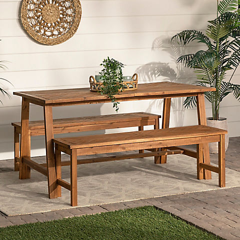 W. Trends 3-Pc. Solid Acacia Wood Chevron Picnic Dining Set