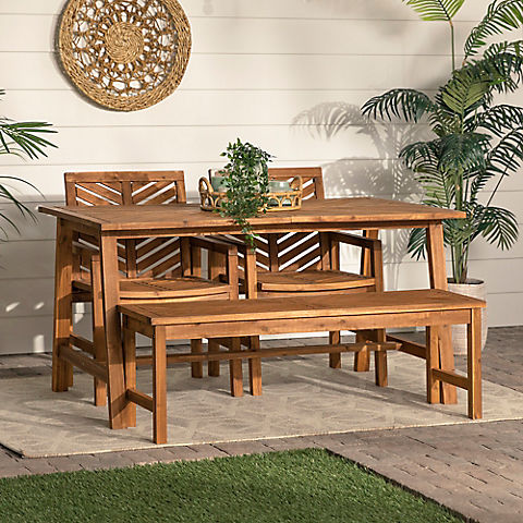 W. Trends 4-Pc. Solid Acacia Wood Chevron Dining Set