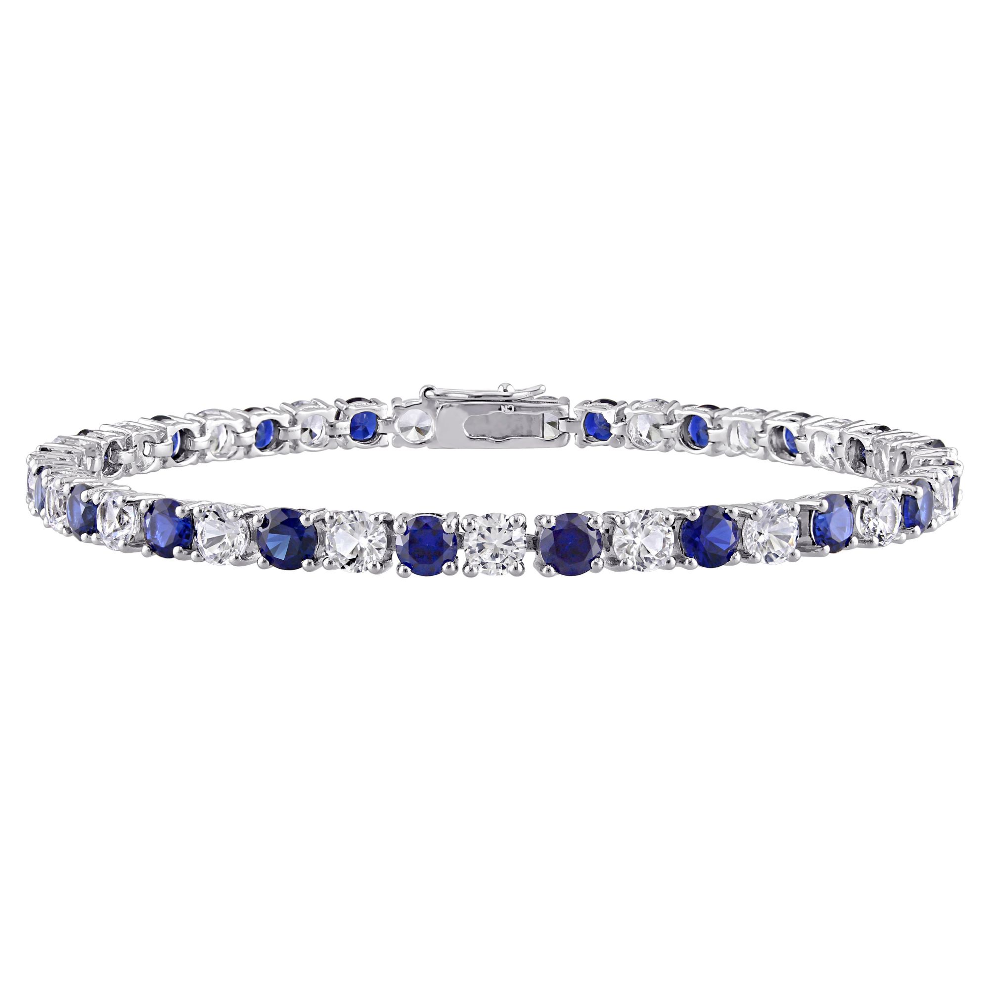 14.25 ct. t.g.w. Created Blue and White Sapphire Tennis Bracelet