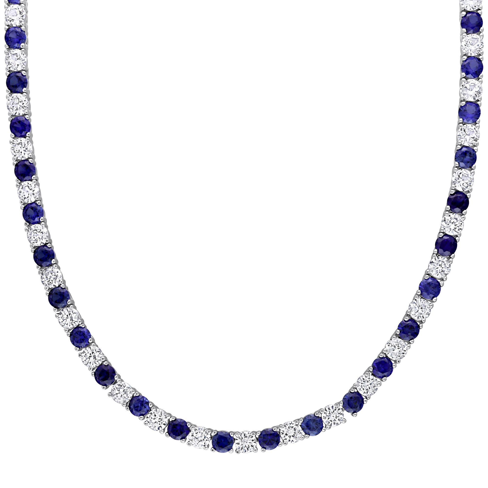 Blue Sapphire & Diamond Necklace