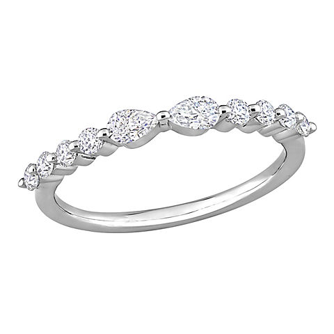 .4 ct. DEW Created Moissanite Semi-Eternity Ring in Sterling Silver
