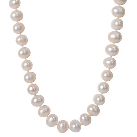 7.5-8mm Cultured Freshwater Pearl 24" Strand Necklace with Sterling Silver Clasp