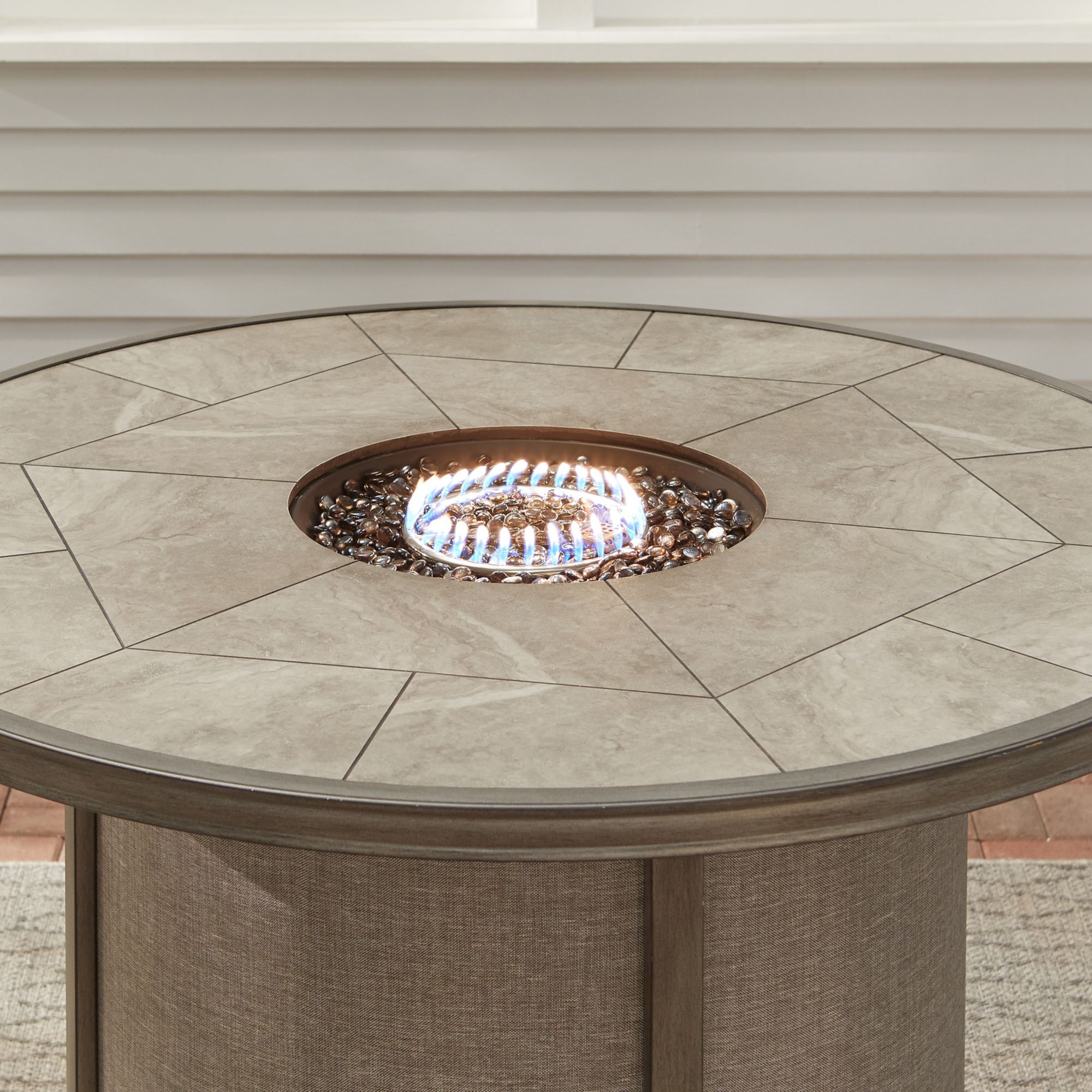 Grandview 7pc cushioned high dining online set with fire pit table