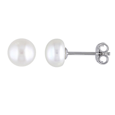 7-8mm Freshwater Cultured Pearl Stud Earrings in Sterling Silver