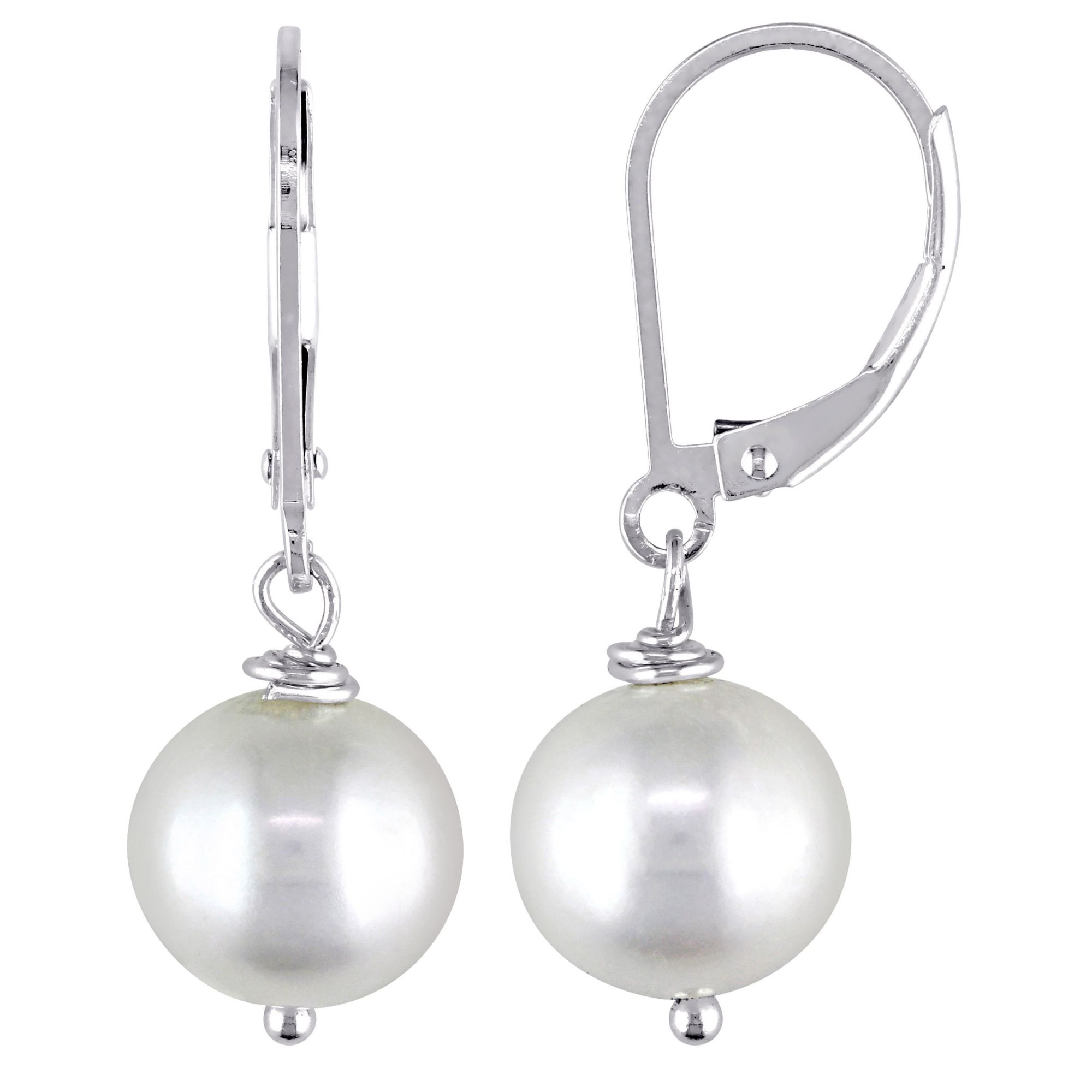 White Cultured Freshwater Pearl Earrings Sterling Silver White Cultured Freshwater Pearl Earrings Sterling Silver