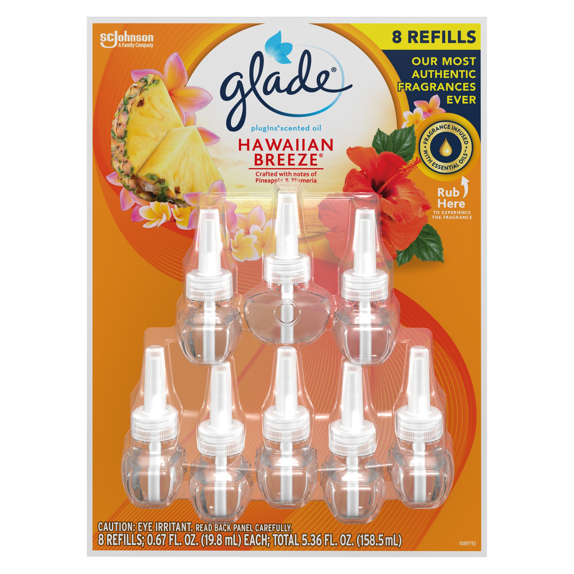 Glade PlugIns Scented Oil Refills, Hawaiian Breeze - 3 pack, 0.67 fl oz refills