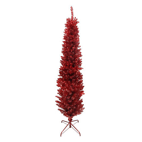 Northlight 6' Pencil Red Tinsel Artificial Christmas Tree - Unlit
