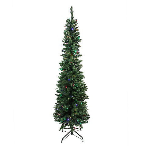 Northlight 6' Pre-Lit LED Pencil Northern Balsam Fir Artificial Christmas Tree - Multi Lights
