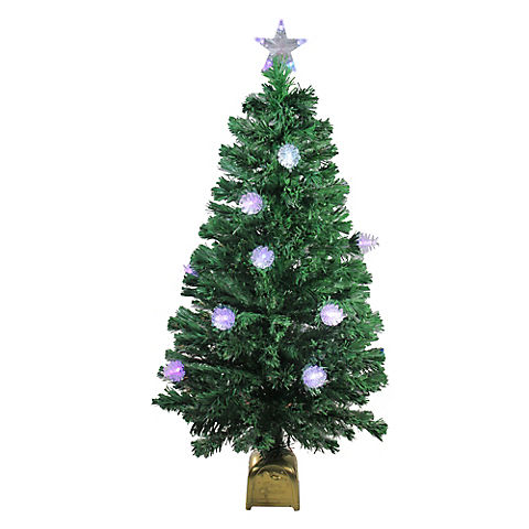 Northlight 4' Pre-Lit Medium Fiber Optic Pine Cone Artificial Christmas Tree - Multicolor LED Lights