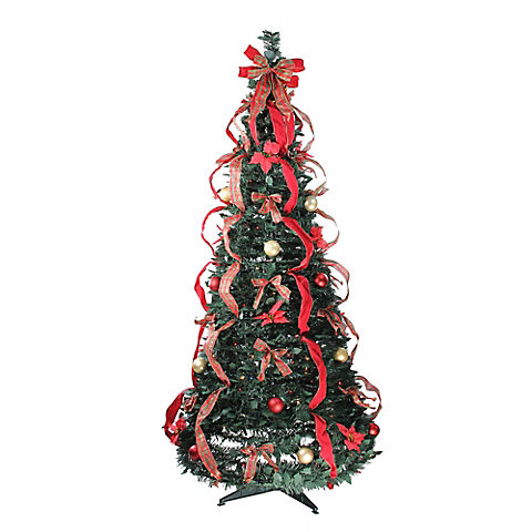 Northlight 6' Pre-Lit Red and Gold Plaid Pre-Decorated Pop-Up Artificial Christmas Tree