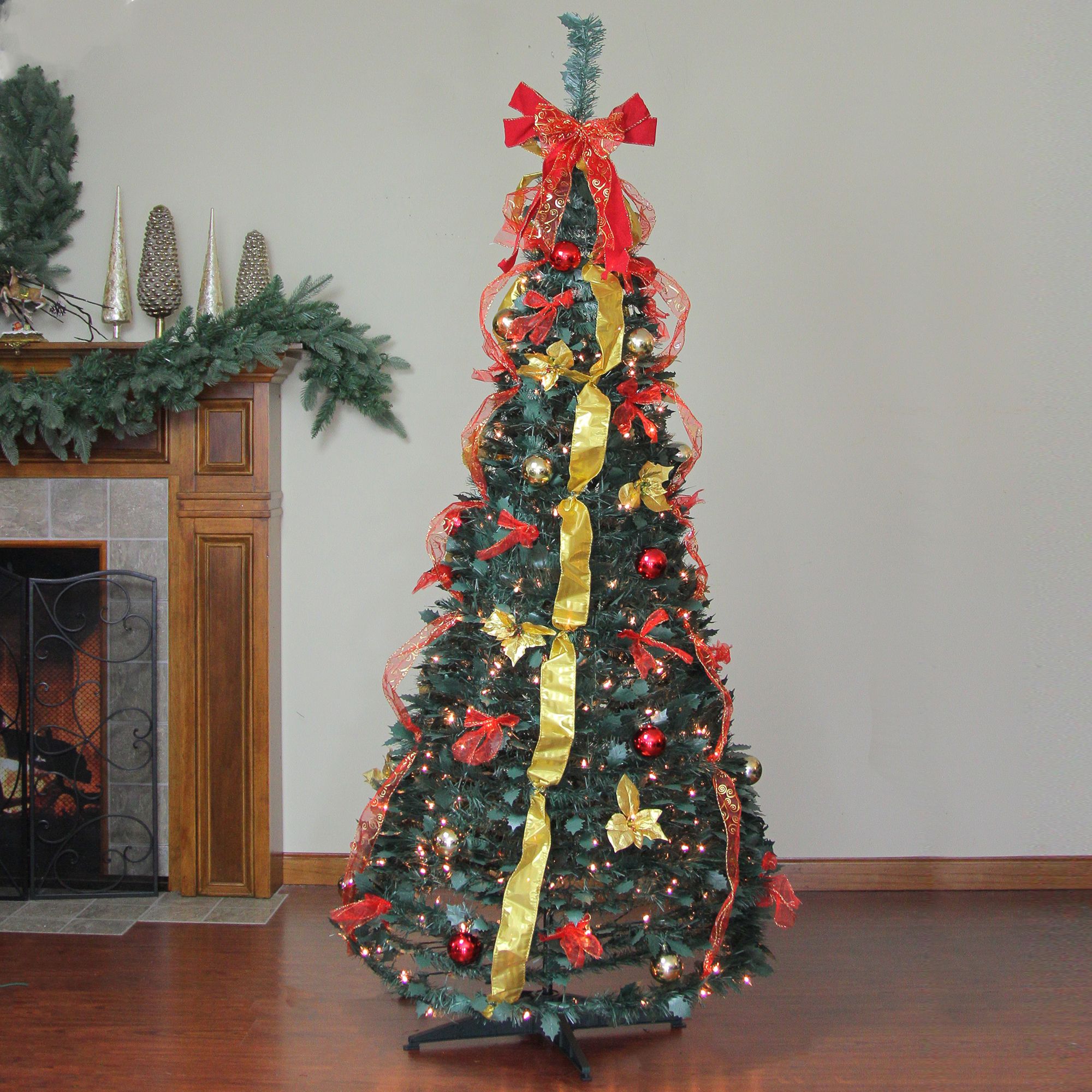 Northlight 6' Pre-Lit Red and Gold Artificial Christmas Tree