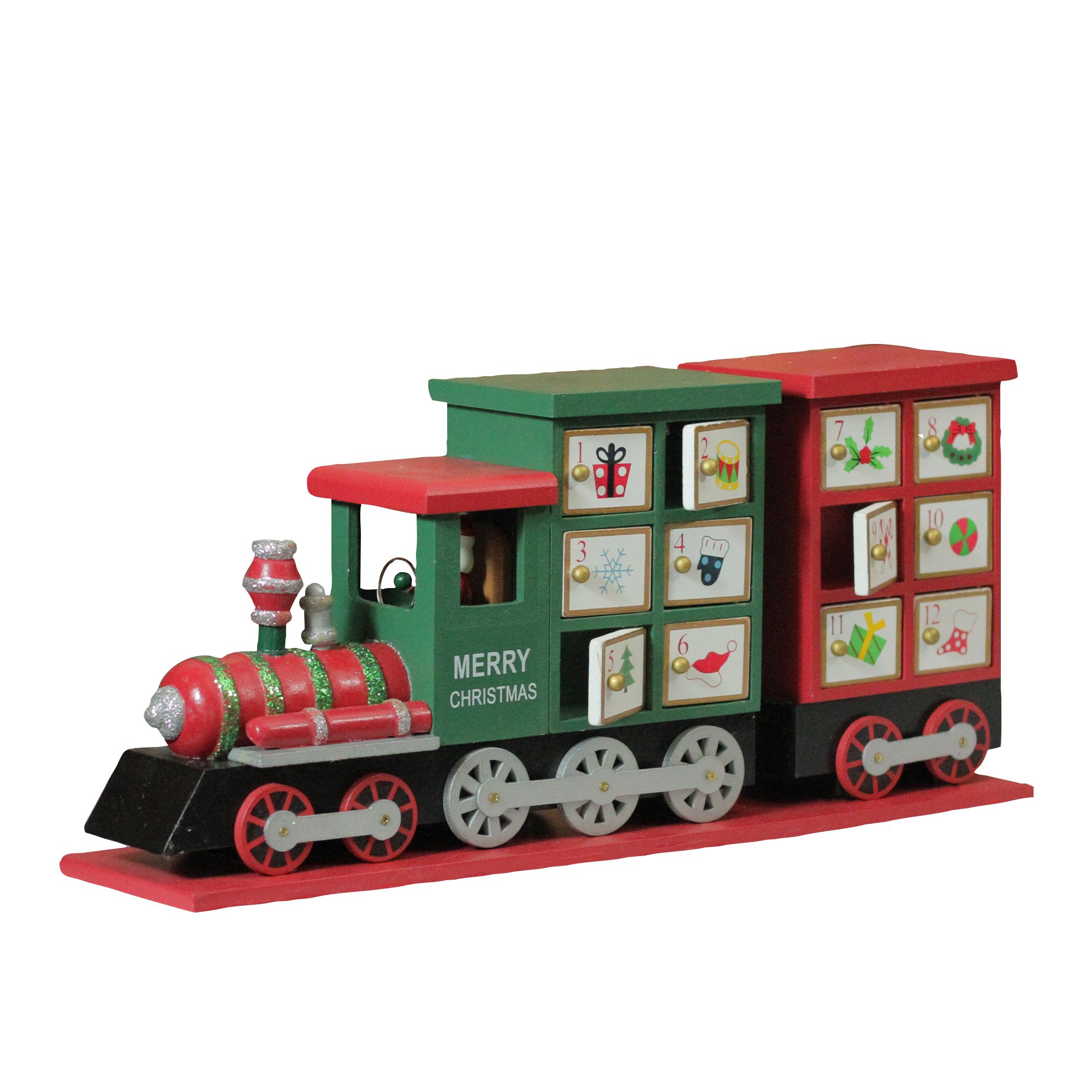 Northlight 16.5" Red and Green Train Advent Calendar