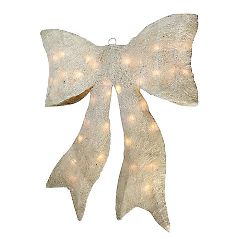 Northlight 24" Lighted Cream White Sparkling Bow Christmas Window Silhouette Decoration