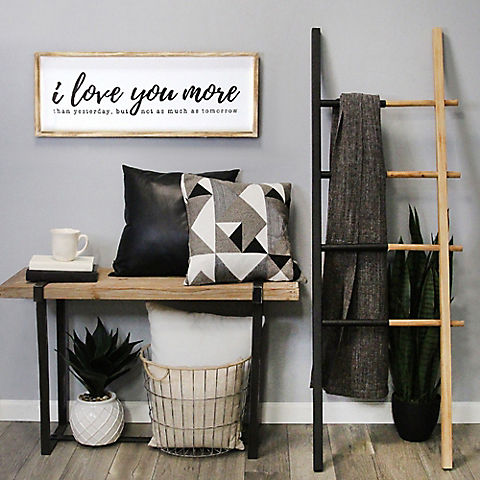 Stratton Home Decor  I Love You More Oversized Wall Art - Natural, White