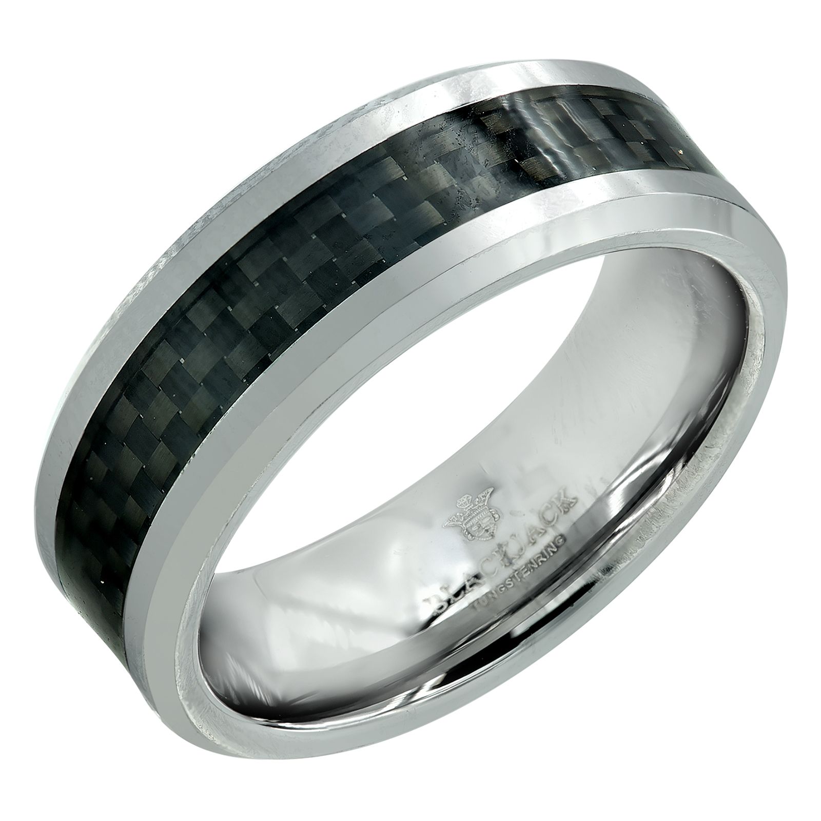 8mm Mens Tungsten Ring Black Carbon Fiber Inlay Mens Metal Rings Carbi – A  Sense of Style