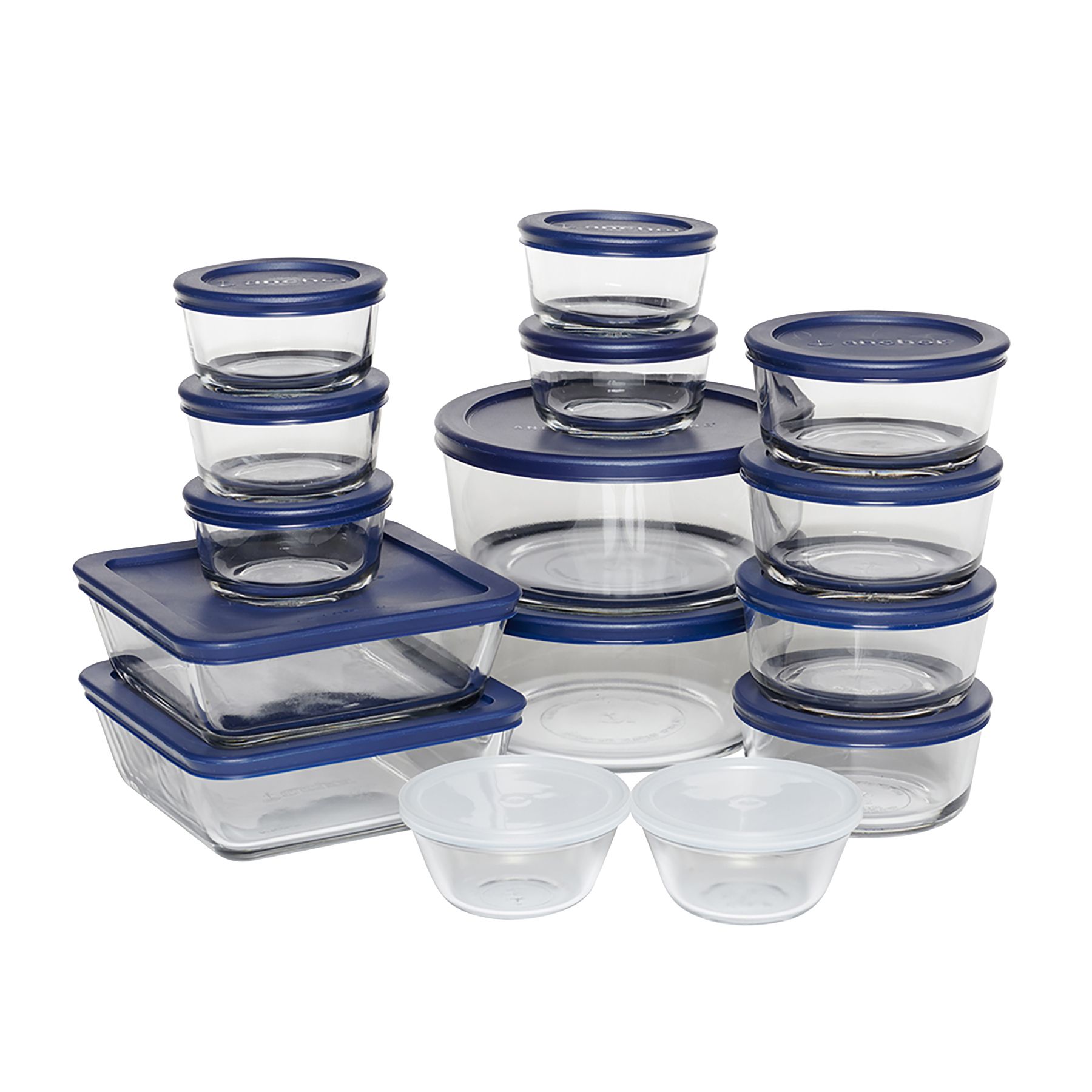 Anchor Hocking 30 Pc. Food Storage Set - Clear with Blue Lids