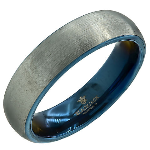 Men's Blue/Silver Ring in Tungsten