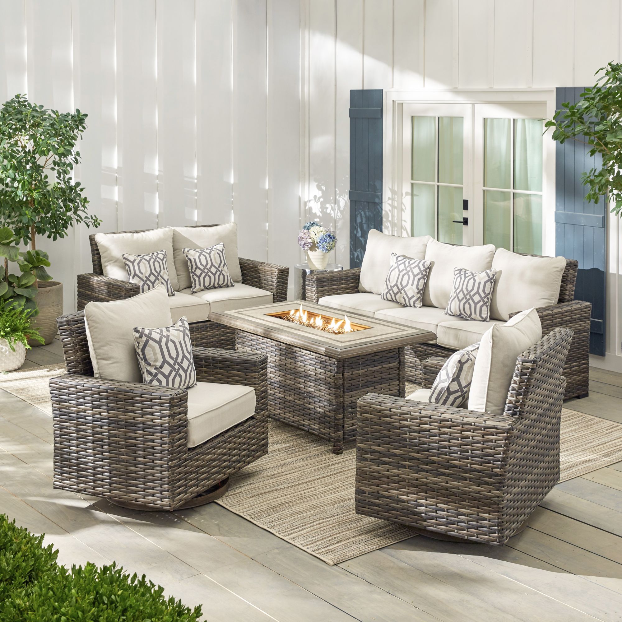 Patio dining sets with fire online pit