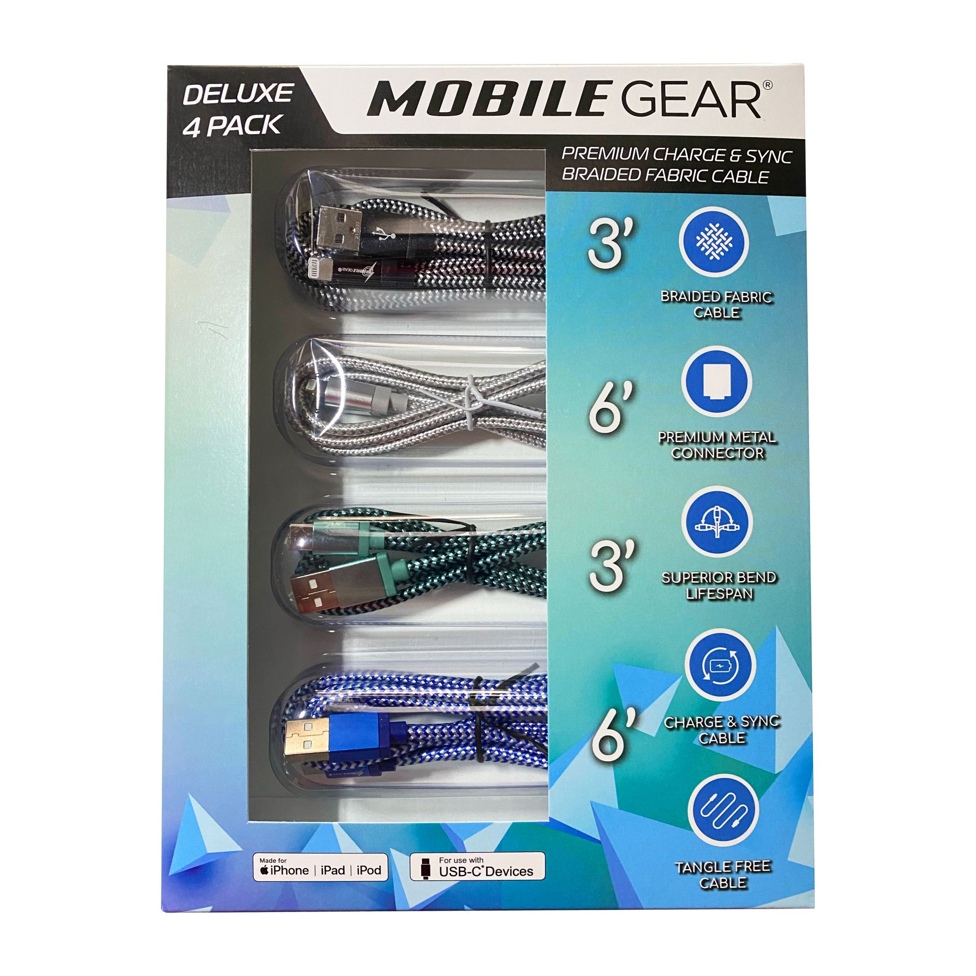 Mobile Gear 2-Pc. Deluxe Lightning USB Cables - BJs Wholesale Club