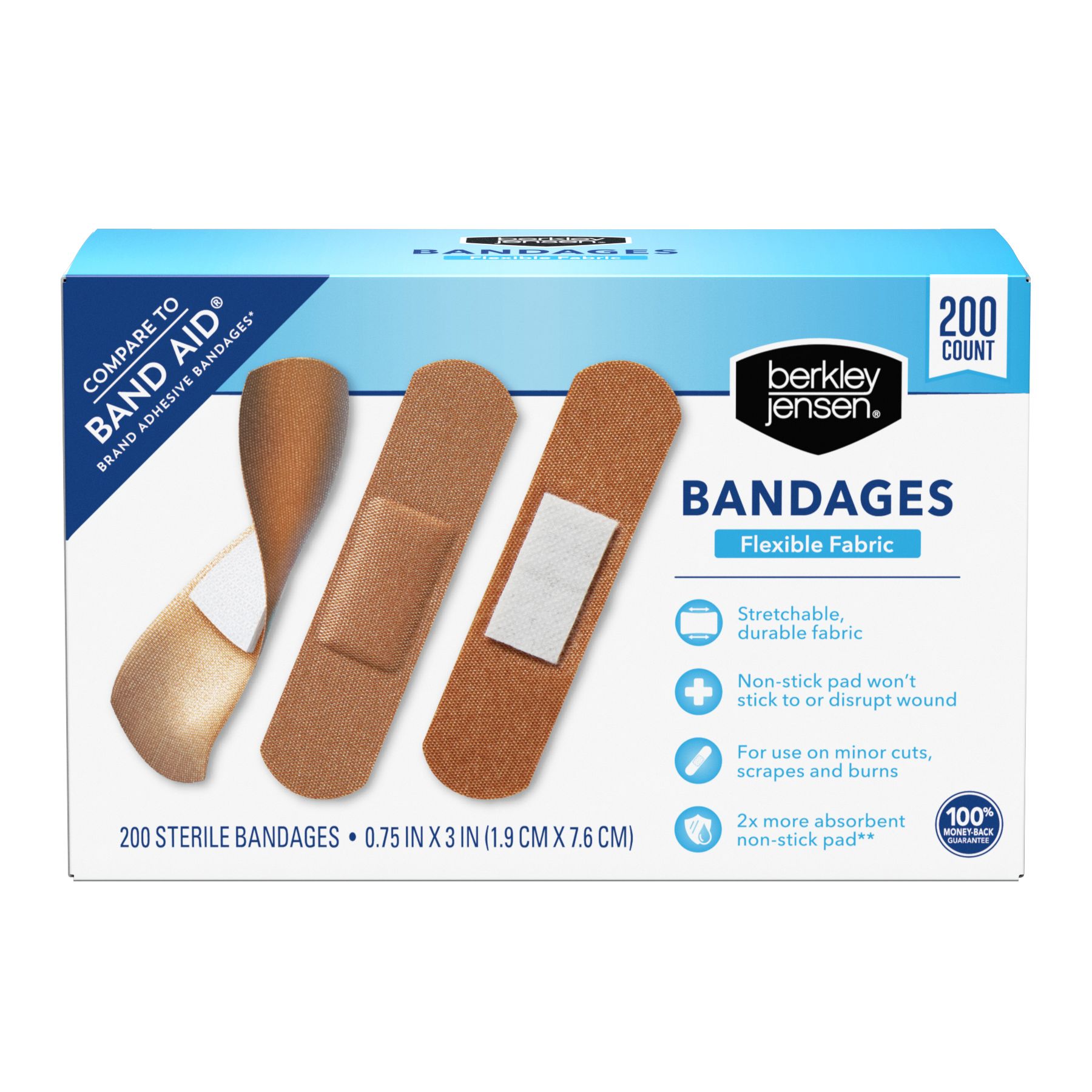 Berkley Jensen Flex-Fabric Bandage, 3/4 x 3, 200 ct.